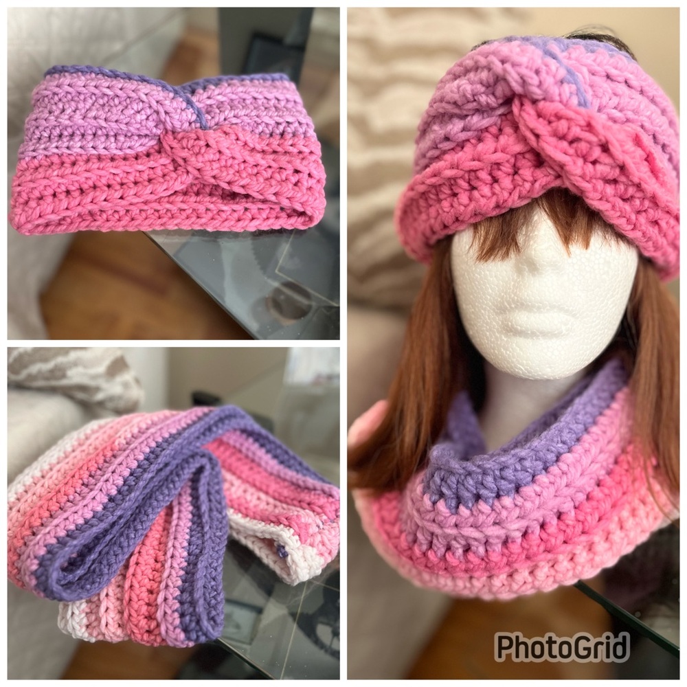 Crochet Headband and Infinite Scarf